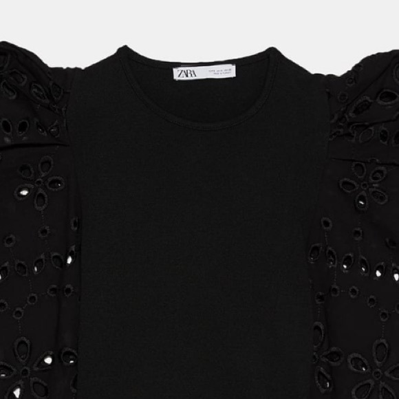 ZARA COMBINED SWEATER TOP BLACK - Picture 8 of 8